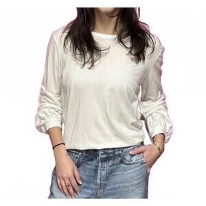 NEW T2LOVE puff sleeve crew long sleeve tee in winter white
